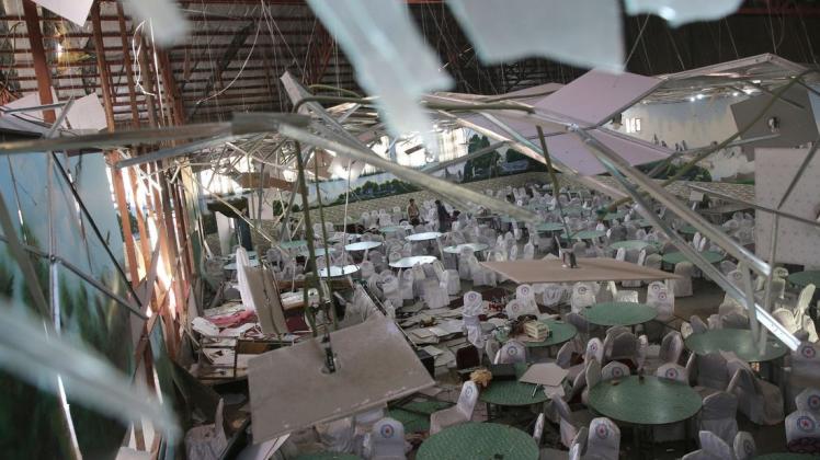 In dieser Hochzeitshalle ereignete sich der Anschlag. Foto: dpa/Rafiq Maqbool