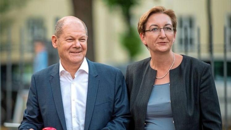 Bundesfinanzminister Olaf Scholz (SPD) und Klara Geywitz, SPD-Landtagsabgeordnete in Brandenburg. 
