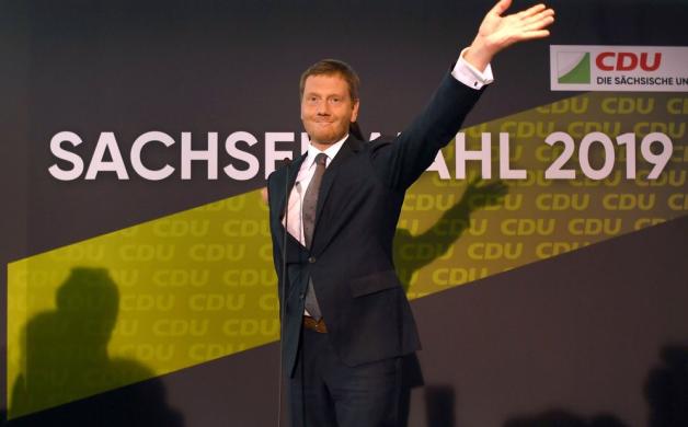 Michael Kretschmer, Ministerpräsident von Sachsen, bei der CDU-Wahlparty der Landtagswahl in Sachsen. Foto: Robert Michael/dpa