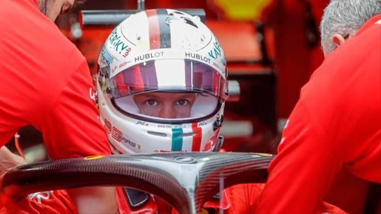 Fuhr im zweiten Monza-Training auf Platz drei: Ferrari-Pilot Sebastian Vettel. 