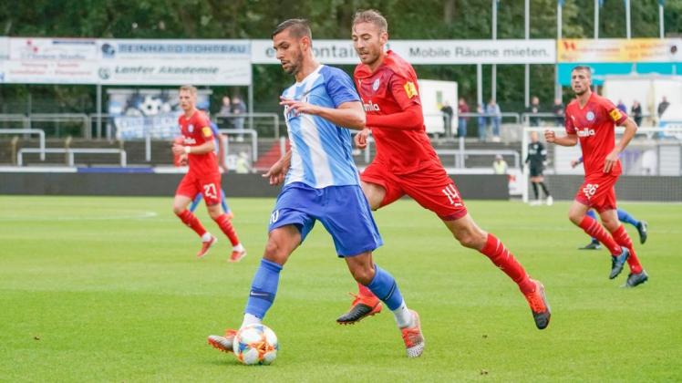 Für den SV Meppen um Luka Tankulic steht nach dem Duell gegen Holstein Kiel das nächste Freundschaftsspiel binnen zwei Tagen bei Union Meppen an. Foto: Werner Scholz
