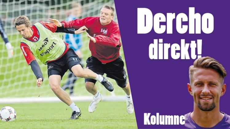 Schreibt über seine Zeit bei Eintracht Frankfurt: Alexander Dercho hier im Training gegen Alexander Meier 2009. 
