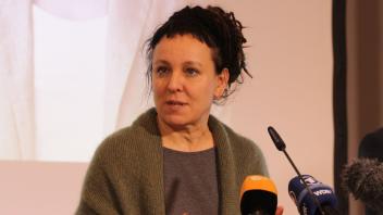 Am Tag der Bekanntgabe war die frischgebackene Literaturnobelpreisträgerin Olga Tokarczuk in der Stadtbibliothek Bielefeld zu Gast. Foto: Mareike Bader
