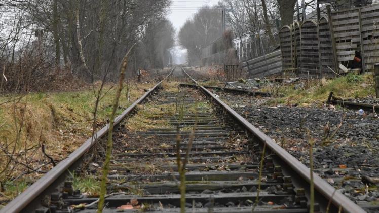 Bald ein Radweg? Die alte sechs Kilometer lange Bahnstrecke zwischen Delmenhorst und Lemwerder, hier ein Teilstück in Hasbergen, könnte bald umgewandelt werden. Archivfoto: Frederik Grabbe
