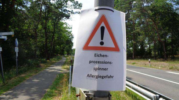 Auch im Lingener Ortsteil Wachendorf wird vor dem Eichenprozessionsspinner gewarnt. Foto: Ludger Jungeblut