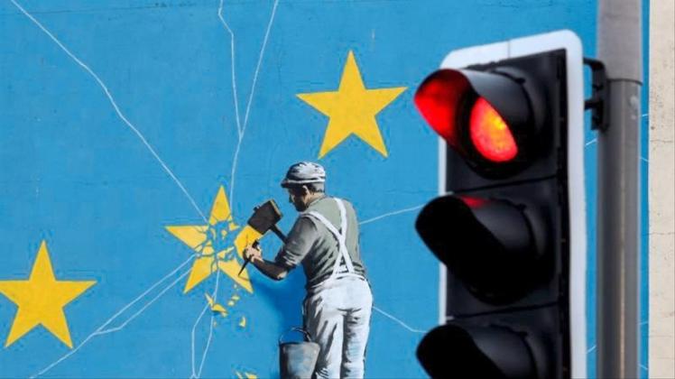 Das Brexit-Wandbild des Streetart-Künstlers Banksy. Schon Ende Oktober will Boris Johnson sein Land aus der EU führen. 