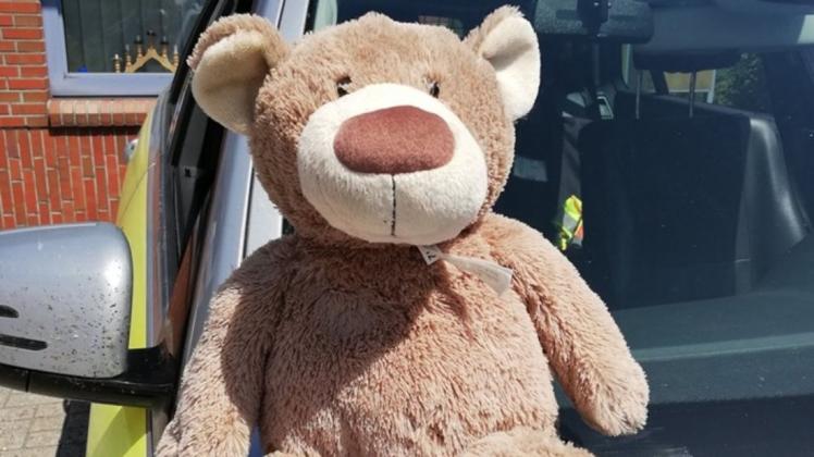 Diesen Teddy haben Beamte der Autobahnpolizei Leer auf der A28 gefunden. Foto: Polizei Leer/Emden