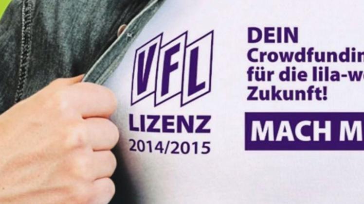 Um die Lizenz 2014/15 zu sichern, griff der VfL Osnabrück auf ein Crowdfunding zurück. 375 Unterstützer leihen den Lila-Weißen weiterhin ihr Geld. In Summe bleiben so rund 175000 Euro. Screenshot: vfl.de/NOZ Medien