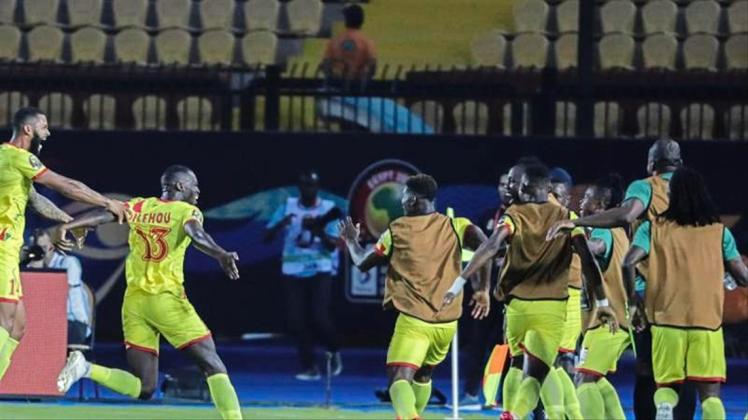 Benins Spieler feiern den Einzug ins Viertelfinale des Afrika-Cups. 