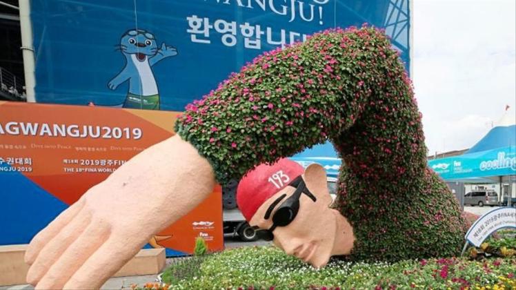 Die Schwimm-WM in Gwangju findet unter dem Motto „Dive into Peace“ vom 12. bis zum 28. Juli in Südkorea statt. Foto: -/YNA