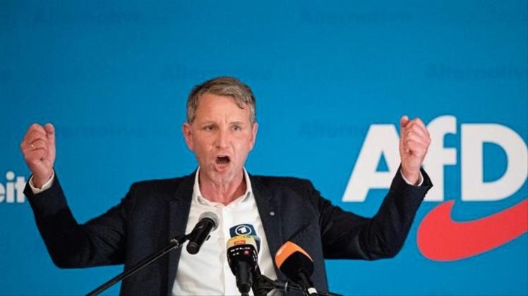 Björn Höcke, Vorsitzender der AfD in Thüringen, spricht zum Wahlkampfauftakt in Sachsen. 