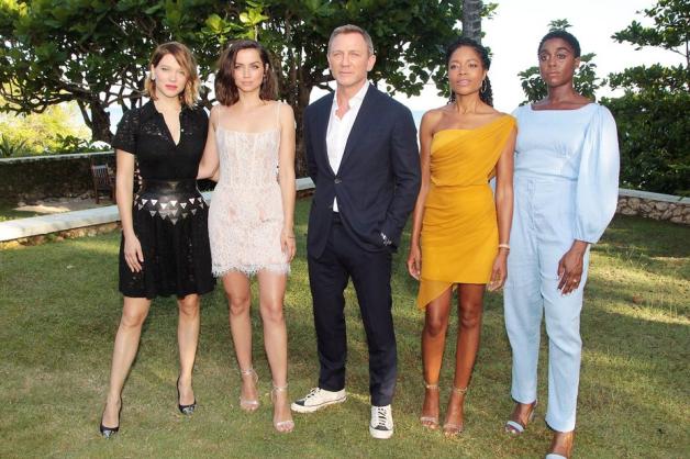 Im April wurde der Cast für den 25. Bond-Film vorgestellt: Lea Seydoux (von links), Ana de Armas, Daniel Craig, Naomie Harris, Lashana Lynch. Foto: imago images / ZUMA Press/MGM