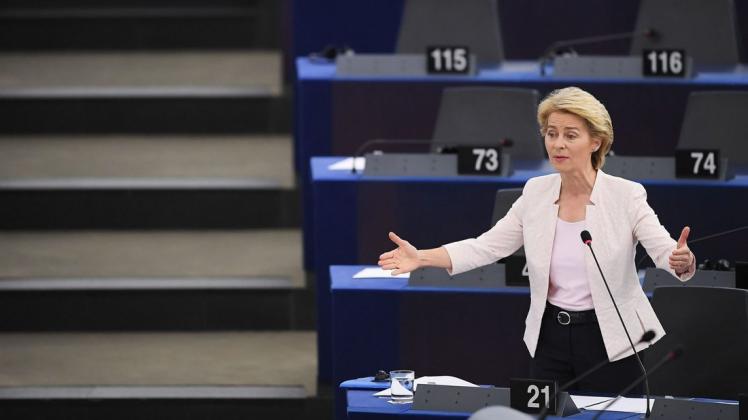 Eine starke Bewerbungsrede hielt Ursula von der Leyen im Straßburger EU-Parlament. Foto: AFP
