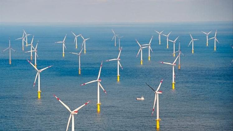 Der Offshore-Windpark Butendiek, etwa 30 Kilometer vor der Insel Sylt in der Nordsee. 