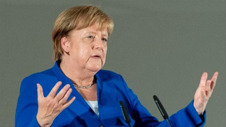 Bundeskanzlerin Angela Merkel hält eine Rede. 