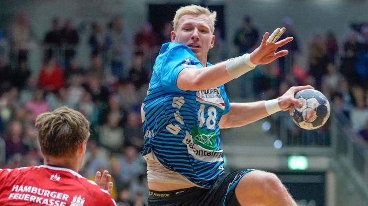Die Punktspielsaison der Handball-Bundesliga startet ab dem 22. August. Die HSG Nordhorn-Lingen mit Julian Possehl ist als Aufsteiger erstmals seit zehn Jahren wieder im Oberhaus vertreten. Foto: Scholz