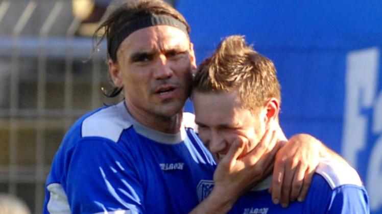 Sturmpartner beim SV Meppen: Daniel Farke (l.) und Michael Holt. Foto: Kemme