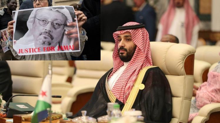 Der saudische Kronprinz Mohammed bin Salman soll als Drahtzieher hinter dem Mord am regierungskritischen Journalisten Jamal Kashoggi stecken. Foto: AFP / Bandar Aldandan / imago images / Aurelien Morissard