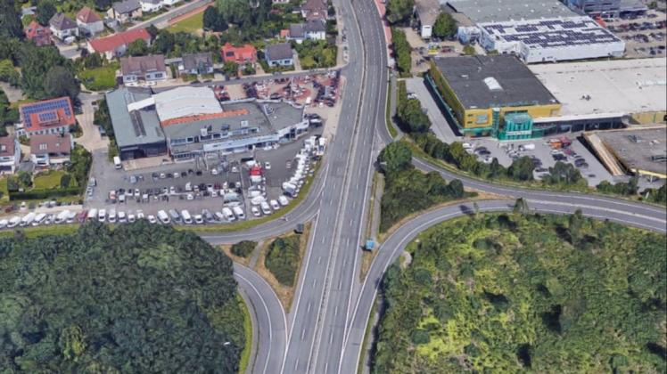 Auf der B51/B68 zwischen Osnabrück und Georgsmarienhütte wird ab 1. Juli die Fahrbahn saniert. Screenshot: Google Maps/Philipp