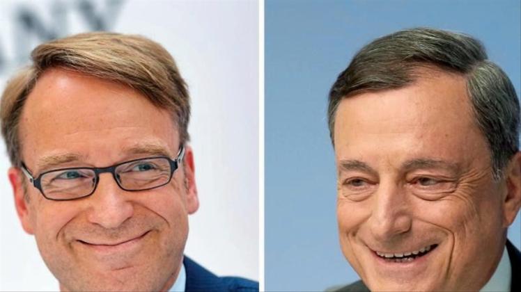Bundesbank-Chef Jens Weidmann (l.) werden Chancen auf die Nachfolge von EZB-Präsident Mario Draghi eingeräumt. 