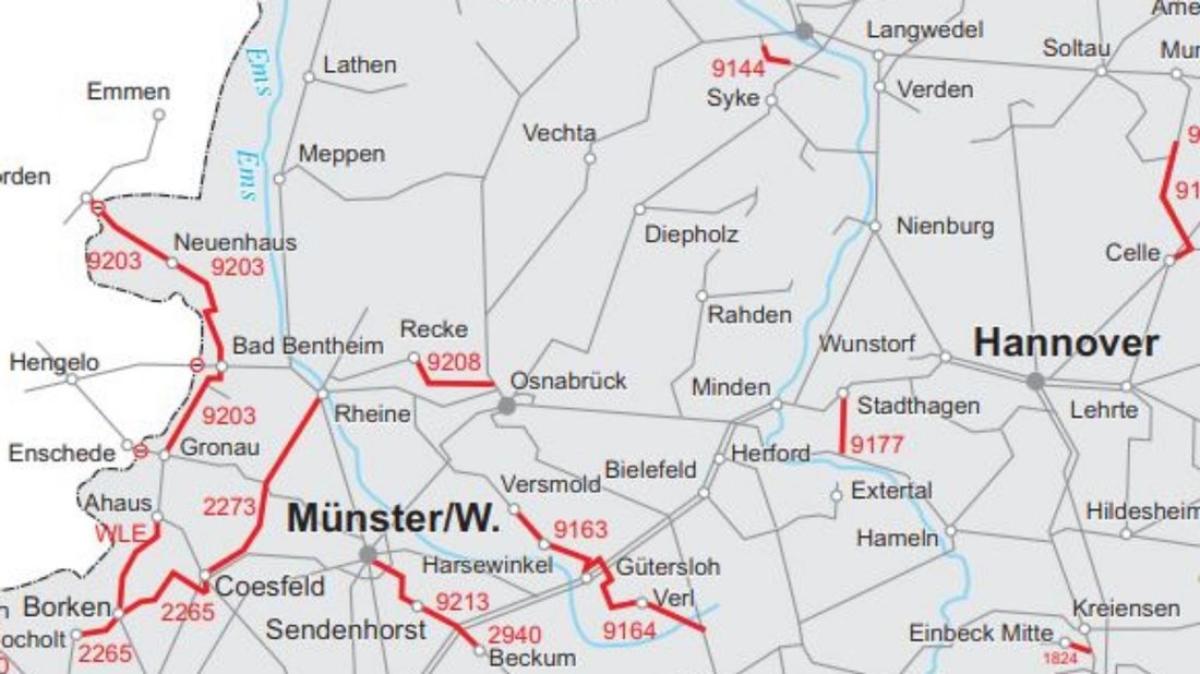 Karte: Stillgelegte Bahnstrecken in Niedersachsen | NOZ