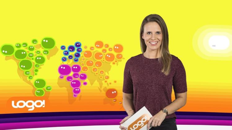 So kennen viele Kinder sie: Linda Joe Fuhrich präsentiert im Logo-Studio die Nachrichten. Bild: ZDF/Dirk Staudt, Jana Kay