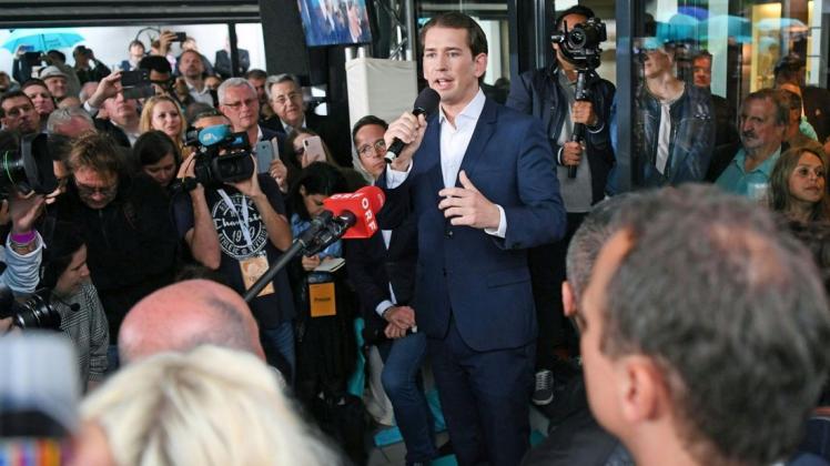 Österreichs Kanzler Sebastian Kurz bei einer Pressekonferenz nach dem verlorenen Misstrauensvotum im Parlament.