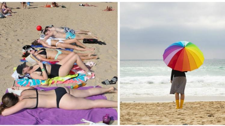 Links oder rechts: Wie wird der Sommer? Collage: Imago Images/David Crosling/Westend