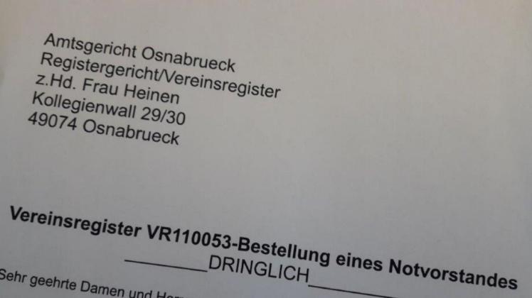 Das Registergericht am Osnabrücker Amtsgericht hat noch nicht über die beantragte Bestellung eines Notvorstands für den KVV entschieden. 