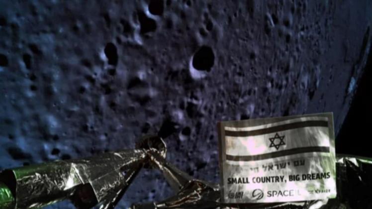 Dieses ist eines der letzten Bilder vor dem Aufprall auf dem Mond, das die Sonde an die Erde sendete. Foto: AFP/HO/Israeli Aerospace Industries (IAI)