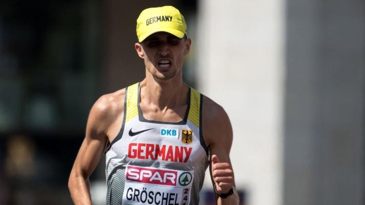 Mission Titelverteidigung im Fokus: Tom Gröschel, hier bei der Leichtathletik-EM 2018 in Berlin, will seinen deutschen Meistertitel  am Sonntag in Düsseldorf verteidigen.