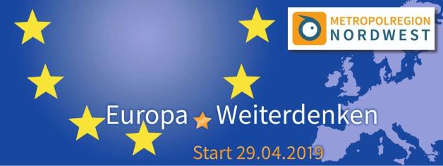 Mit der Aktion "Europa.Weiterdenken" wirbt die Metropolregion Nordwest auch in Delmenhorst und Ganderkesee für die Europawahl. Grafik: Metropolregion