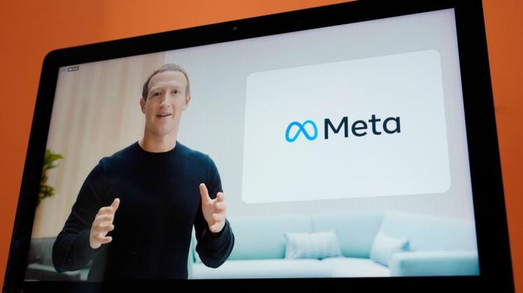 Mark Zuckerberg, Unternehmer aus den USA und Gründer von Facebook, gibt per Videoschalte bei einer Konferenz den neuen Namen des Facebook-Konzerns bekannt.