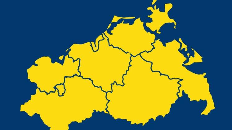 Alle  Landkreise  und  kreisfreien Städte gelb:  So sieht  momentan die risikogewichtetet  Stufenkarte  von  Mecklenburg-Vorpommern aus