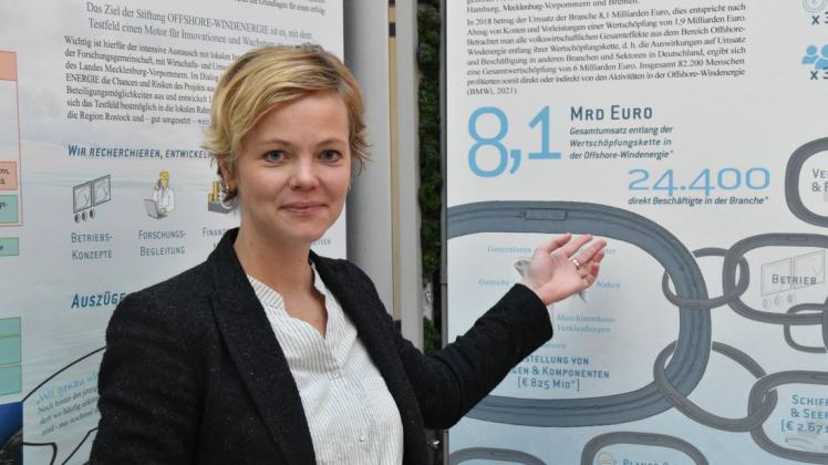 Experten wie Karina Würtz, Geschäftsführerin der Stiftung Offshore Windenergie, erhoffen sich, mit der Anlage vor Rostock Erkenntnisse gewinnen zu können, die Effizienz von Windenergie zu steigern. Experten wie Karina Würtz, Geschäftsführerin der Stiftung Offshore Windenergie, erhoffen sich, mit der Anlage vor Rostock Erkenntnisse gewinnen zu können, die Effizienz von Windenergie zu steigern.