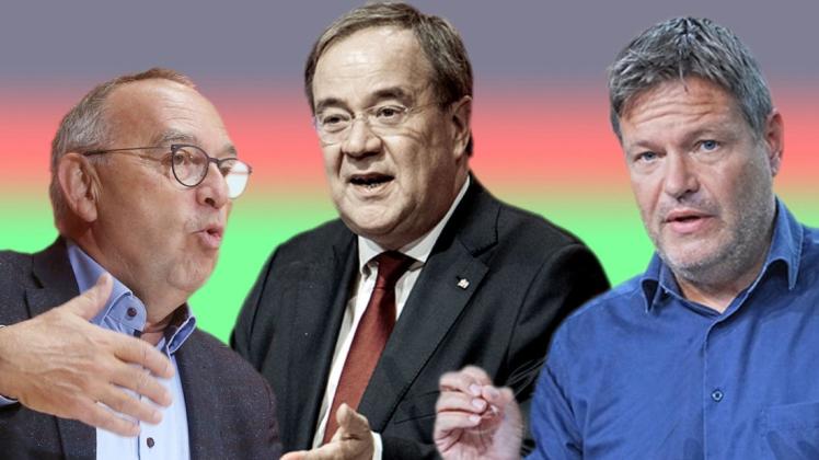 Wohl nicht mehr lange Parteichefs (von links): Norbert Walter-Borjans, Armin Laschet, Robert Habeck.
