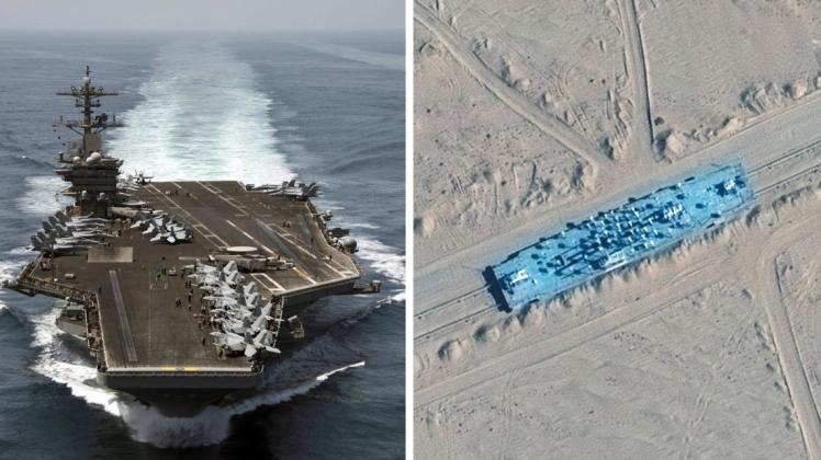Chinesische Attrappen von mehreren US-Kriegsschiffen sind per Satellit entdeckt worden.