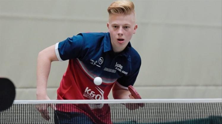 Finn Oestmann vom TV Hude schlug sich wacker bei der Tischtennis-Landesmeisterschaft. Finn Oestmann vom TV Hude schlug sich wacker bei der Tischtennis-Landesmeisterschaft.