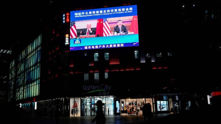Auch in Peking von öffentlichem Interesse: das virtuelle Treffen zwischen dem chinesischen Staatspräsidenten Xi Jinping und seinem US-Amtskollegen Joe Biden.