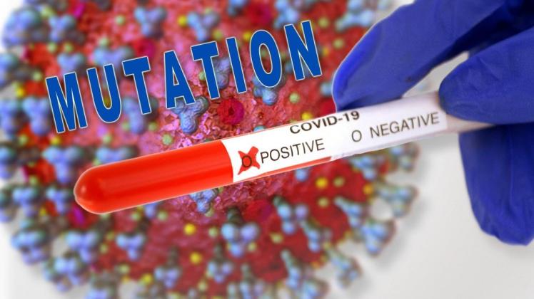 25.01.2021, Symbolbild Corona-Test, Positives Testergebnis. Hintergrund-Grafik, Corona-Virus Mikroskopische Ansicht, 3D- In Südafrika wurde eine neue, womöglich noch ansteckendere Corona-Mutation entdeckt.