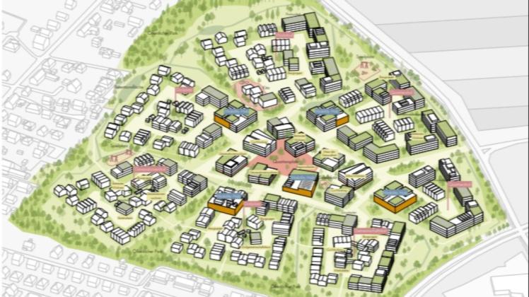 So könnte es bald im neuen Wohngebiet „Warnitzer Feld“ an der Grevesmühlener Chaussee aussehen – ein buntes Quartier mit kleinen Mietwohnungen und größeren Stadthäusern. Mit dem Entwurf geht die Stadt völlig neue städtebauliche Wege. So könnte es bald im neuen Wohngebiet „Warnitzer Feld“ an der Grevesmühlener Chaussee aussehen – ein buntes Quartier mit kleinen Mietwohnungen und größeren Stadthäusern. Mit dem Entwurf geht die Stadt völlig neue städtebauliche Wege.