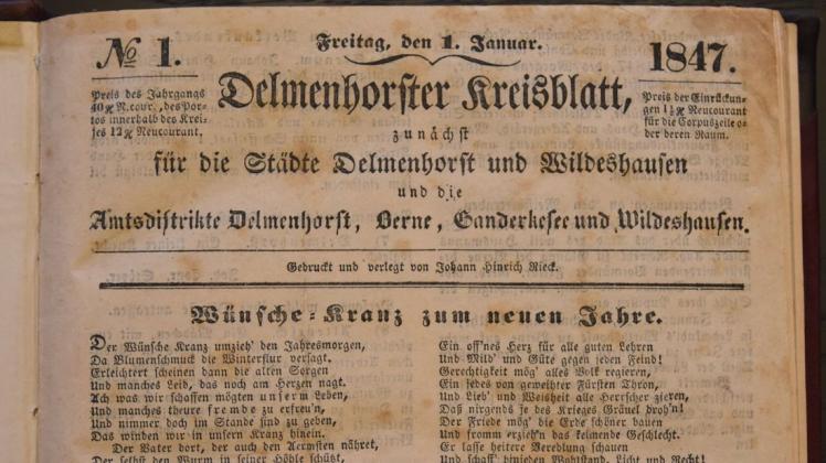 Mit einem „Wünsche-Kranz zum neuen Jahre“ startete das Delmenhorster Kreisblatt vor 175 Jahren zumindest vom Titel her in eine neue Ära.