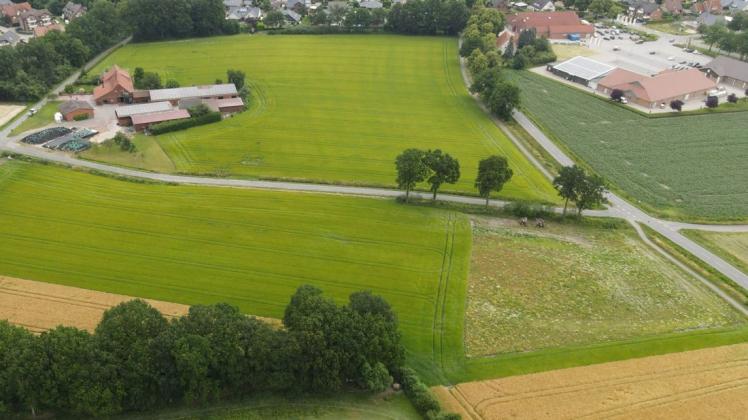 Auf der hellgrünen Fläche rechts unten, an der Mettinger Straße/Ecke Im Nihen, wird die zweite Kindertagesstätte in Neuenkirchen gebaut. Sie liegt mitten im neuen Baugebiet „Südlich Haarmeyers Kamp“.
