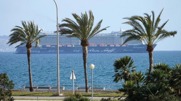 Das Kreuzfahrtschiff "Mein Schiff 4" 2020 in der Bucht von Palma de Mallorca.