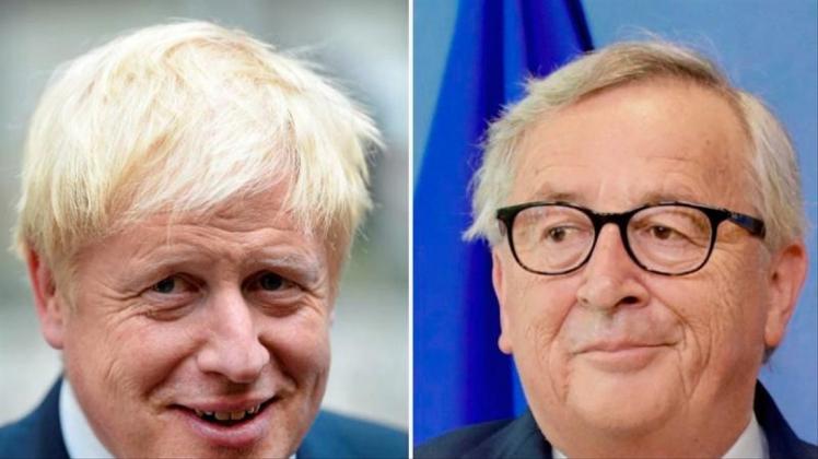 Der britische Premierminister Boris Johnson (l.) und EU-Kommissionspräsident Jean-Claude Juncker treffen sich am Montag zu einem Arbeitsessen. 