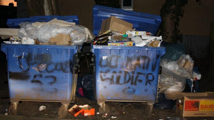 Großes Ärgernis: Die Deichhorster beklagen immer wieder überquellende Müllcontainer, wie hier an der Lucas-Cranach-Straße. Foto: Birgit Stamerjohanns