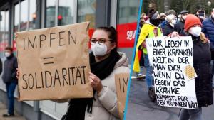 Corona-Demo in Osnabrück: Teilnehmer treffen aufeinander