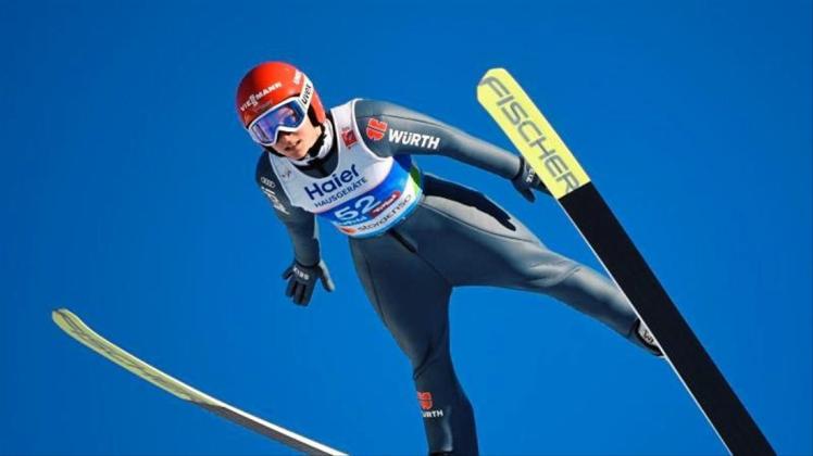 Katharina Althaus beim WM-Springen in Seefeld. Katharina Althaus beim WM-Springen in Seefeld.