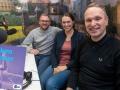 Die VfL-Fans im Podcaststudio: Roman Grummert, Lisa Roggenkamp und Jörn Drees.