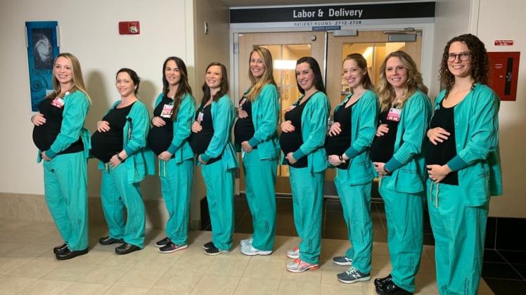 Neun auf einen Streich: Die Babys der neun Krankenschwestern sollen zwischen April und Juli zur Welt kommen. Foto: Maine Medical Centers